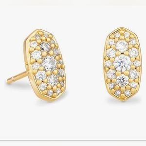 ✨️ KENDRA SCOTT 14K GOLD PLATE WHITE CRYSTALS STUD EARRINGS ✨️ BRAND NEW